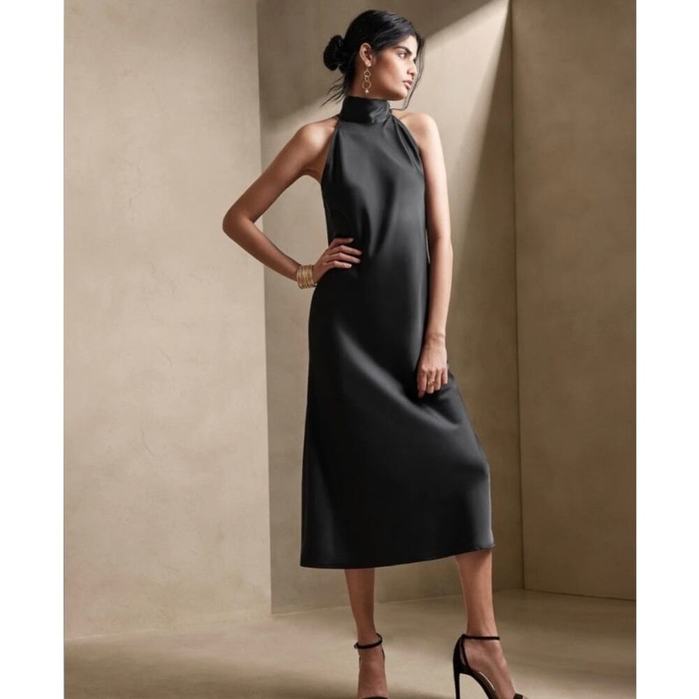 Banana Republic Black Halter Maxi Dress